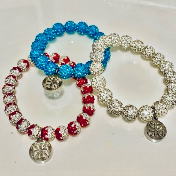 Rustic Cuff Bracelet Set of 3 Beaded Stack Kaleidoscope Bracelets - Picture 6 of 6